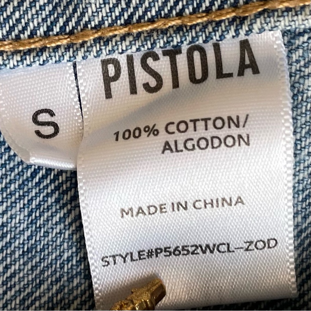 Pistola Brando Star Embroidery Cropped Denim Jacket Zodiac Wash - S - Picture 9 of 14